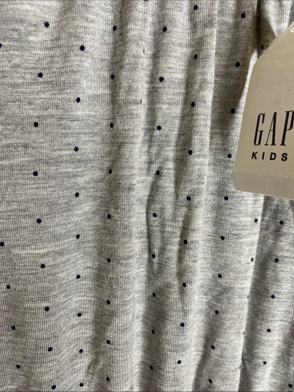 GAP Kids Soft Knit Gray Dress with Navy Polka Dot Print Pattern